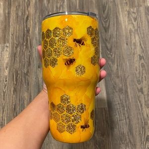 Yellow Bee  Glitter Travel Mug